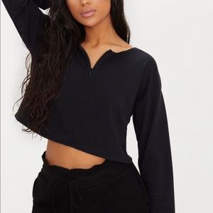 Black Zip Front Sweatshirt